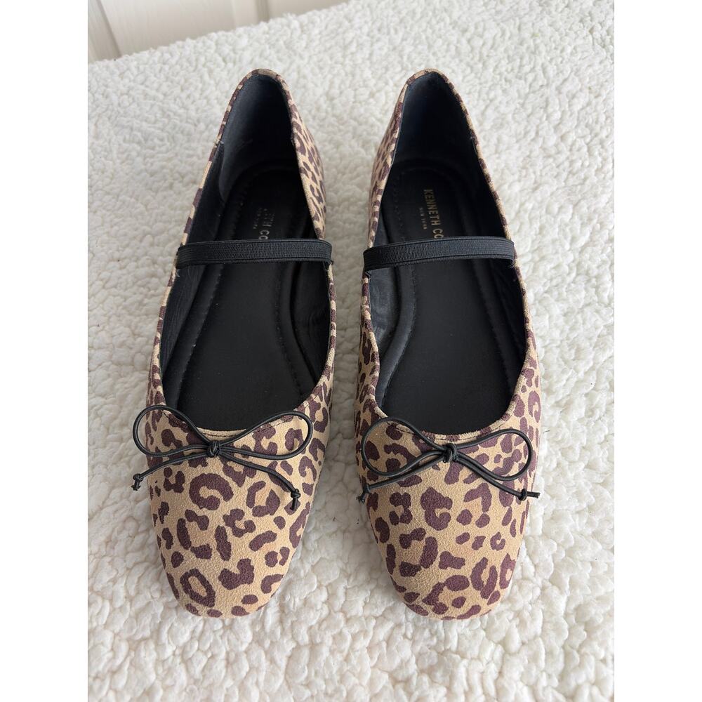 Kenneth Cole Myra Mary Jane Ballet Flats Size 10 Animal Print Slip On Square Toe